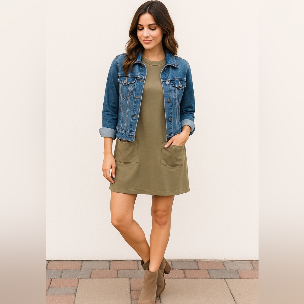 Elle Grey Olive Easy Going Mini Dress Size Small. NWT.